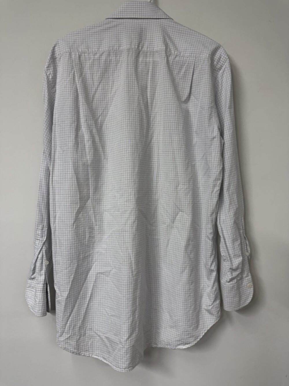 Ledbury‎ Shirt Mens 16 White Blue Grid Classic Fit Long Sleeve Button Down Dress - Picture 6 of 7